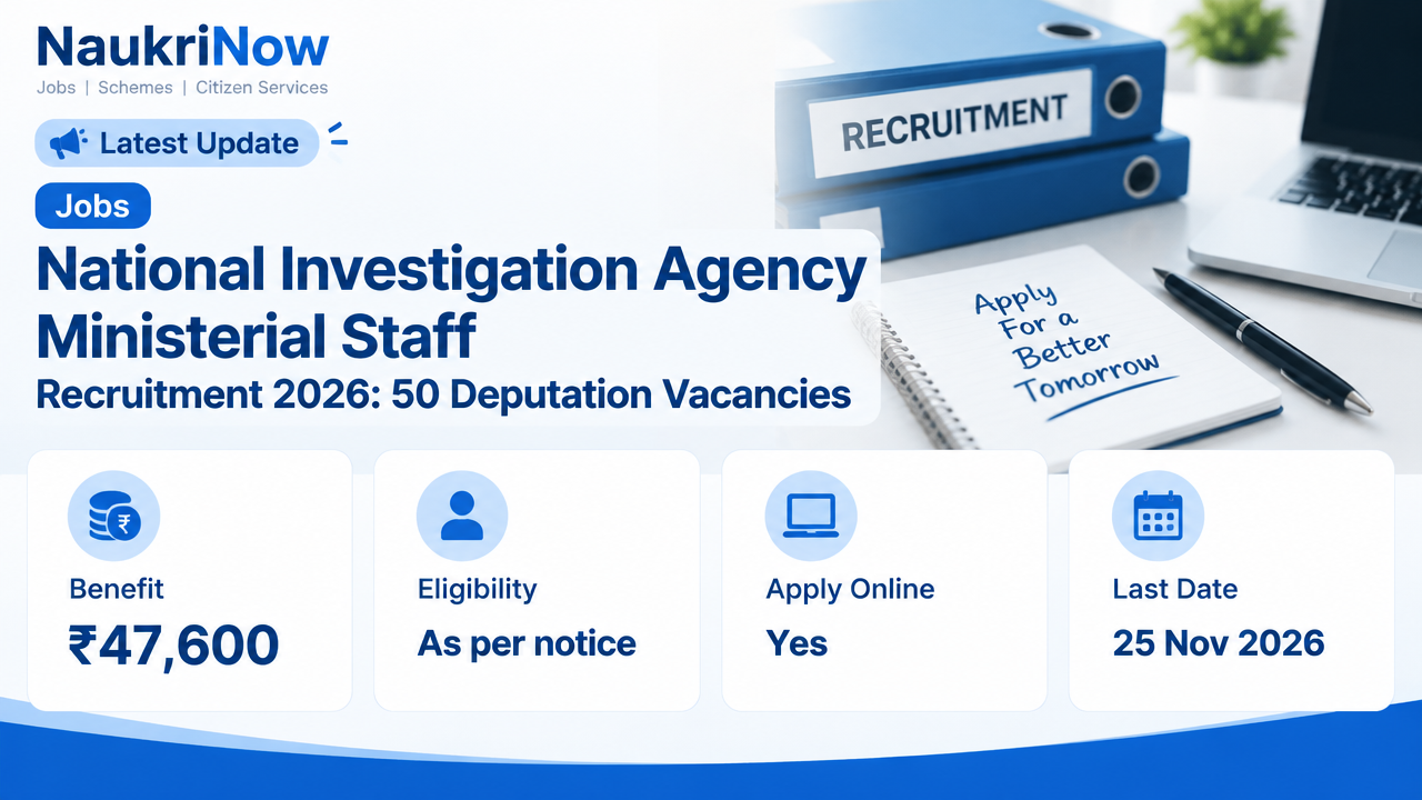 National Investigation Agency Ministerial Staff – NaukriNow featured poster