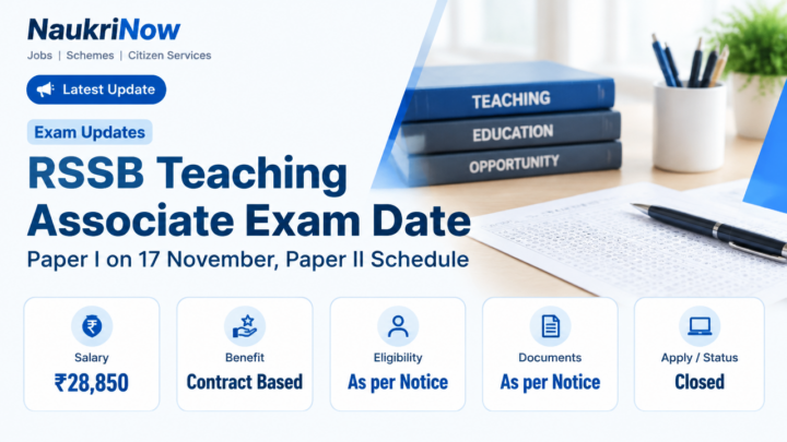 RSSB Teaching Associate Exam Date – NaukriNow featured poster